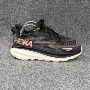 Hoka Clifton 9 Running Shoes Women's 8.5 Black Rose Gold Athletic Run Training